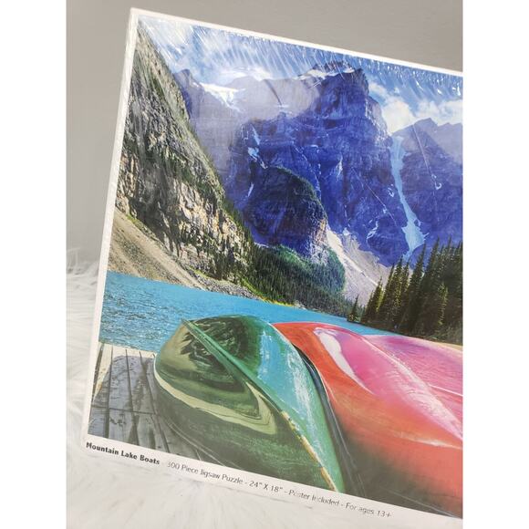 NEW Mountain Lake‎ Boats - 1000 Piece Jigsaw Puzzle Colorful House Water Rainbow - Picture 8 of 10